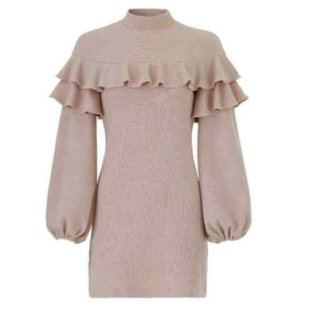 SAYLOR X REVOLVE Queenie Sweater Dress, Sz S, Knit Ruffles Balloon Sleeve